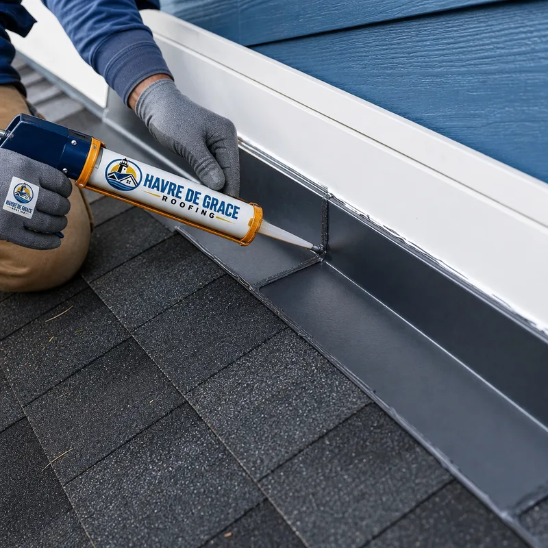 Properly installed step flashing and counterflashing at a repaired roof-to-wall transition